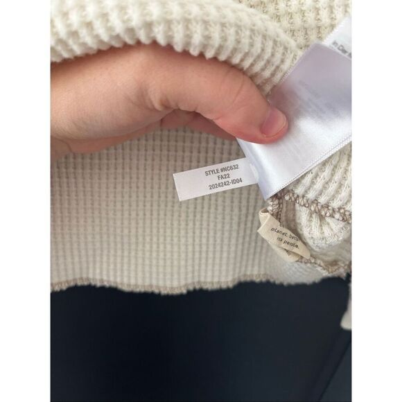 Madewell Waffle Split Neck Crop Tee Long Sleeve Size XXS - Picture 6 of 8